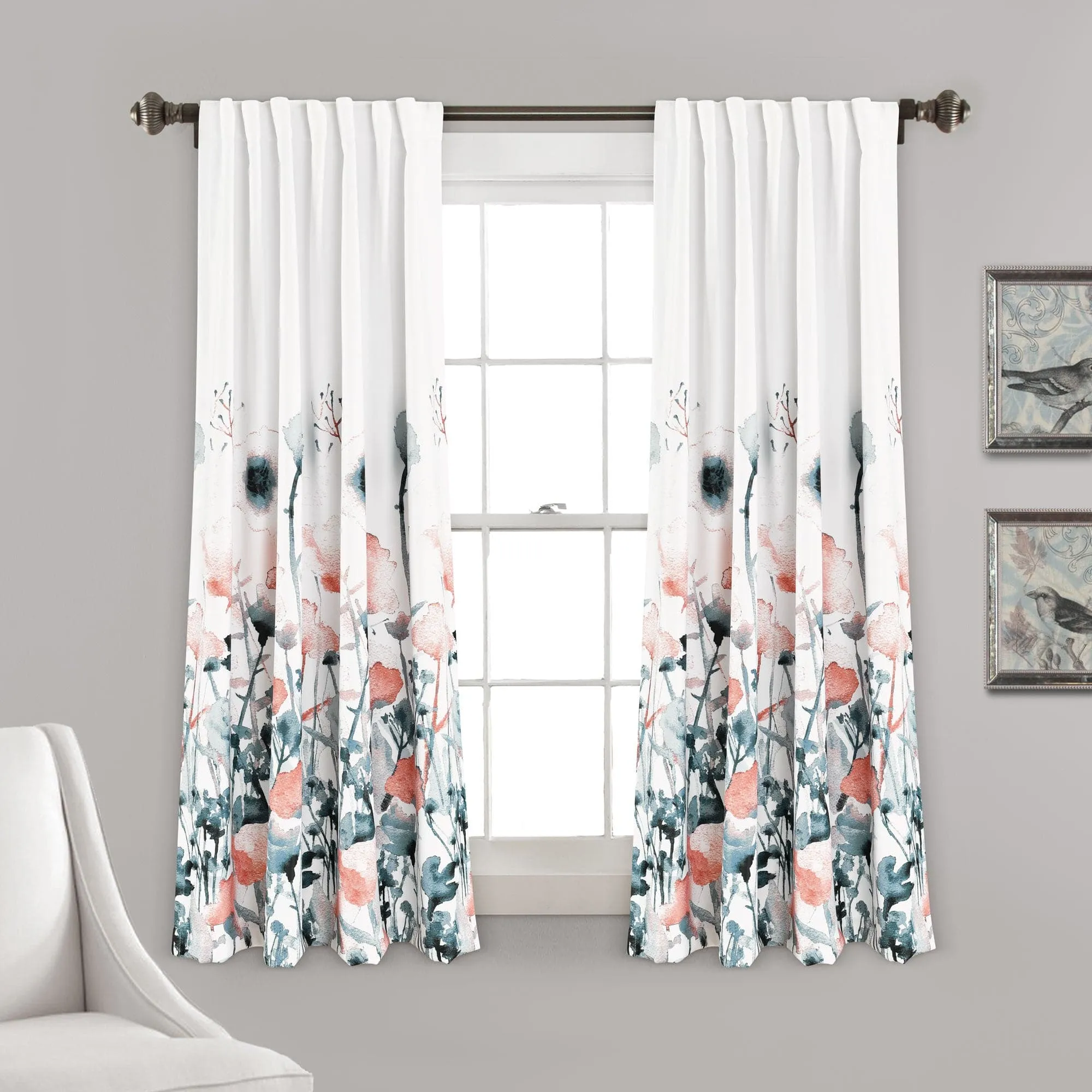 Zuri Flora Light Filtering Window Curtain Panel Set